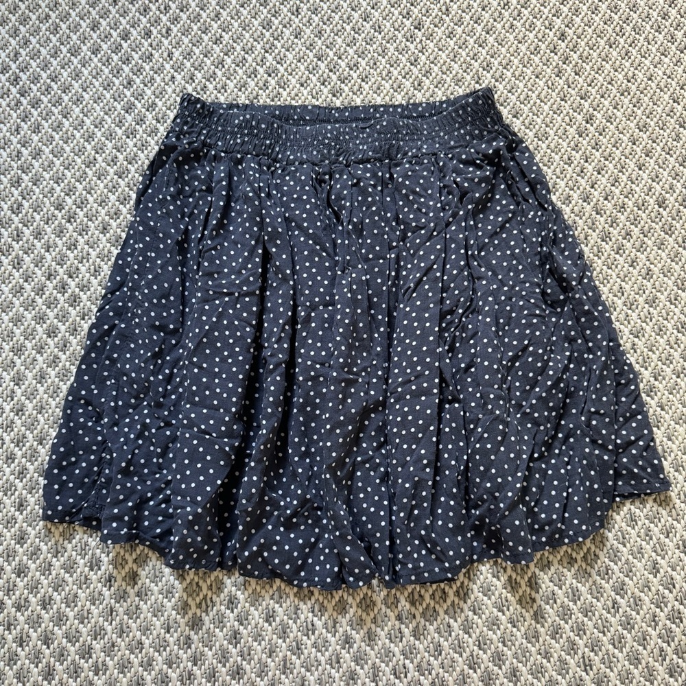 Brandy Melville Polka Dot Mini Skirt Small One Size Navy Blue